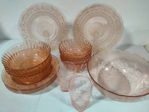 lot 182 image: Assorted Pink Depression Glass