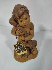 lot 187 image: Lot #1  Lee Bortin Original Clay Figurine Puppies