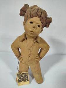lot 190 image: Lot #4  Lee Bortin Original XL Clay Figurine Who Needs Boys