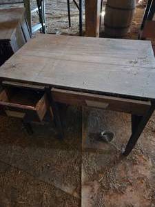 lot 54 image: Pair of Vintage Oak Teachers Desks