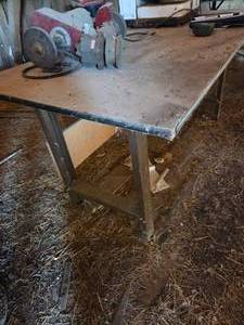 lot 57 image: Metal Leg Wood Table 3x6