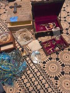 lot 65 image: Jewelry Boxes & Plaster Bible Box