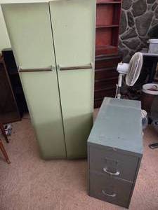 lot 81 image: Tall 2 Door Metal Cabinet & Metal File Cabinet