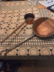 lot 91 image: Long Handle Copper Scoop & Pot