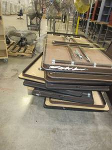 lot 532 image: OLD SCHOOL FOLDING TABLES