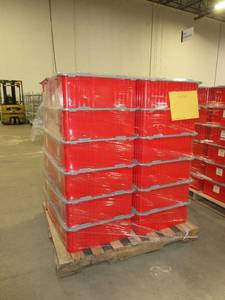 lot 448 image: LEWIS BINS RED DIVIDER BOXES WITH LIDS
