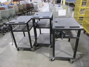 lot 332 image: LUXOR, BLACK, ROLLING CARTS WITH POWER STRIP