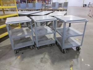lot 334 image: BENSON METAL ROLLING CARTS WITH LOCKING WHEELS