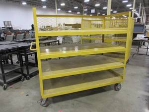 lot 335 image: YELLOW, STEEL, ROLLING STORAGE CART - HEAVY DUTY
