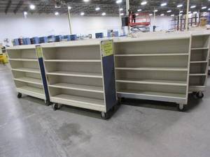 lot 343 image: HEAVY DUTY ROLLING CARTS IN VARIOUS STATES OF REPAIR AND ASSORTED COLORS