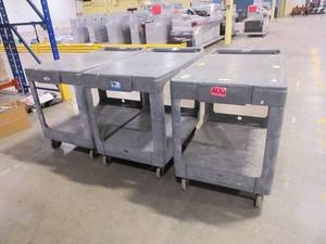 lot 344 image: RUBBERMAID GRAY PLASTIC UTILITY CARTS
