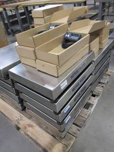 lot 385 image: METTLER 300 LB DIGITAL SCALES WITH DISPLAYS AND POWER SUPPLIES