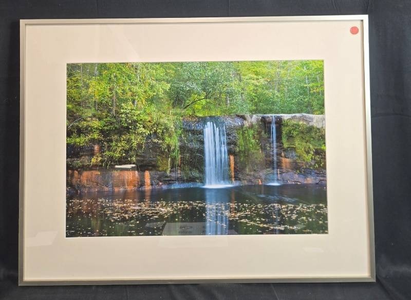 lot 135 image: Framed Waterfall Landscape Art Print with Double Mat