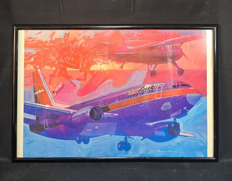 lot 20 image: Paul Melia Signed US Air Aviation Framed Artwork 24x36