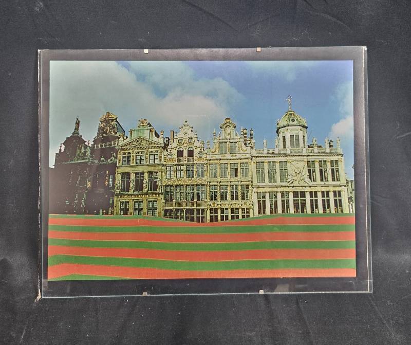 lot 59 image: 16x12 Brussels Grand Place Print with Green and Red Stripes
