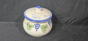 lot 41 image: Hand Painted Ceramic Garlic Holder by Giovanni Vietri with Grape Vine Design