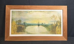 lot 74 image: VTG Framed J.M.W. Turner Chichester Canal Art Print 18x32 Inches