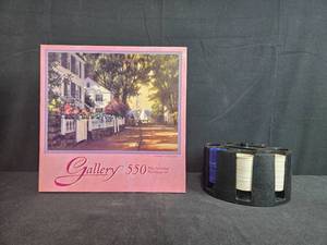 lot 156 image: Gallery 550 Piece Unopened Jigsaw Puzzle and Poker Chip Set with Organizer