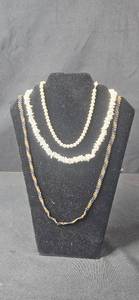 lot 183 image: Set of 3 Beaded and Faux Pearl Necklaces - display not inc