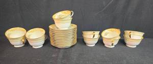 lot 207 image: Noritake China Batista 601 Teacup (12) and Saucer (11) Set Japan Gold Trim