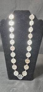 lot 211 image: Chicos Silver Tone Hammered Disc Statement Necklace