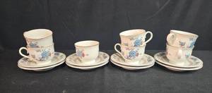 lot 220 image: Set of Noritake Versatone Bleufleur Cups and Saucers Japan