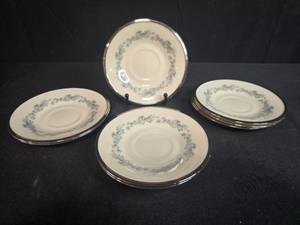 lot 222 image: Set of 8 Lenox Repertoire China Cups & Saucers with Floral Pattern - display not inc