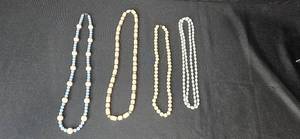 lot 229 image: Set of Beaded Necklaces with Blue and Cream Tones - display not inc