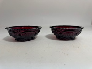 lot 58 image: Lot of (2) Vintage Small Berry Bowl BY Avon 1876 Cape Cod Glass Collection Ruby Red