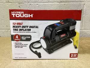 lot 408 image: Hyper Tough DC 12V Heavy Duty Direct Drive Digital Tire Inflator with Detachable LED Light