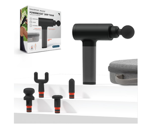 lot 14 image: Sharper Image Powerboost Deep Tissue Percussion Massager Version 3.0, Massage Gun w 5 Attachments, 6 Speed Settings