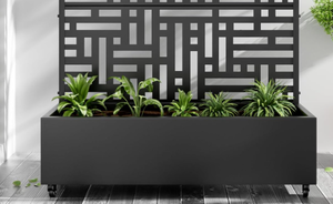 lot 16 image: Casaphoria Metal Raised Garden Bed with Trellis and Wheels, 72x47x16 Planter Box for Climbing Plants, Vegetables & Vines, Features Drainage Holes and Privacy Screen