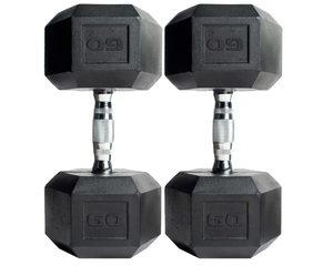 lot 65 image: CAP Barbell, 60lb Coated Hex Dumbbell Pair