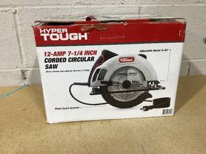 lot 300 image: Hyper Tough 12 Amp Corded 7-14 inch Circular Saw with Steel Plate Shoe, Adjustable Bevel, Blade & Rip Fence
