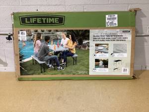 lot 313 image: Lifetime 6 ft. Picnic Table, Putty, IndoorOutdoor