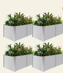 lot 330 image: 4-Pack 36 Tall Rectangular 8x4x3ft Galvanized Raised Garden Bed