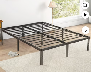 lot 334 image: edx Bed Frame - Full Size Heavy Duty Platform Bed with Underbed Storage, 14-Inch High Steel Slat Support, Non-Slip Design, No Box Spring Required