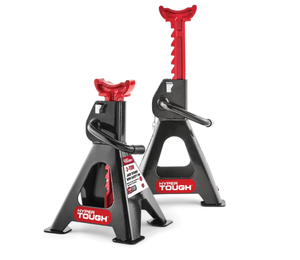 lot 305 image: Hyper Tough TH52002C 2 Ton (4,000 lb) Steel Jack Stands with Safety Pins, Black and Red, 1 Pair