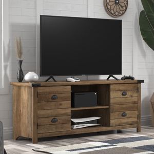 lot 418 image: Hillsdale Prestwick 60 inch Wood TV Stand with 2 Doors & Shelves for Tvs up to 66
