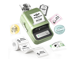 lot 49 image: NIIMBOT B21 Label Maker Machine, 2 inches Barcode Label Printer Wireless Thermal Sticker Printer, 50x30mm Label-230Pcs (Green)