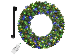 lot 90 image: HOYECHI 48-inch Lighted Christmas Outdoor Wreath Holiday Decor