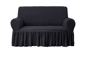 lot 226 image: NICEEC Loveseat Slipcover Black Loveseat Cover 1 Piece Easy Fitted Sofa Couch Covers Universal High Stretch Durable Furniture Protector Love Seat with Skirt Country Style (2 Seater Black)
