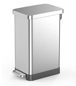 lot 244 image: QUALIAZERO 50L13Gal Heavy Duty Hands-Free Stainless Steel CommercialKitchen Step Trash Can, Fingerprint-Resistant Soft Close Lid, Slim Shape (50L Slim)
