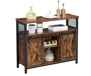 lot 327 image: VASAGLE Buffet Cabinet, Storage Cabinet, Sideboard with 2 Sliding Barn Doors, Adjustable Shelves