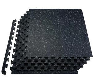 lot 121 image: VEVOR 12 PCS 0.56 Thick Gym Floor Mats, 24 x 24 EVA Foam & Rubber Top Interlocking Workout Floor Mats with 48 sq.ft Coverage, Waterproof Exercise Puzzle Flooring for Gym, Home, Garage, Basement, B