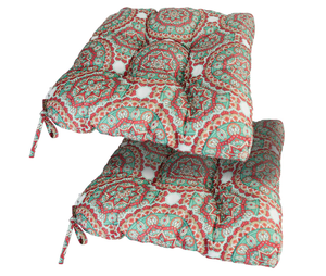 lot 126 image: LOT OF 3 Patio Cushions Outdoor Chair Pads Premium Comfortable 19 x 19 x 5 Seat Cushions,Vintage Pattern