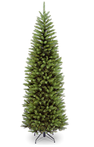 lot 128 image: National Tree Company Artificial Slim Christmas Tree, Green, Kingswood Fir, Includes Stand, 7.5 Feet