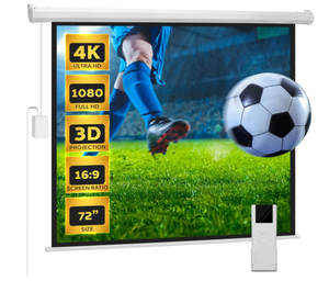 lot 444 image: Pyle 72 Portable Motorized Matte White Projector Screen - Automatic Projection Display with WallCeiling Mount, Remote and Case