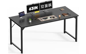 lot 349 image: DUMOS 63 in Small Computer Desk for Home Office, Modern Study Work Table Simple Style for Bedroom, Writing Desks with Triangular Reinforcement, Black