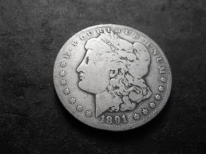 lot 2 image: 1891 CC Morgan Silver Dollar